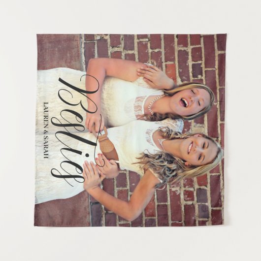  tekst Besties Foto's Wandkleed (Voorkant (horizontaal))