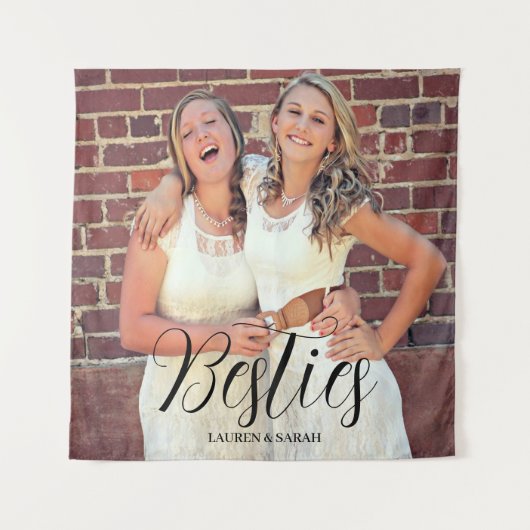  tekst Besties Foto's Wandkleed (Voorkant)