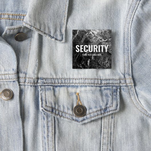  tekst beveiliging zwart marmer Sjabloon Vierkante Button 5,1 Cm (In situ)