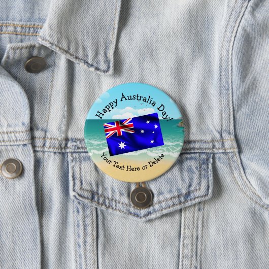 Tekst bewerken die overeenkomt met Australië Day V Ronde Button 7,6 Cm (In situ)