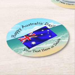 Tekst bewerken die overeenkomt met Australië Day V Ronde Kartonnen Onderzetter