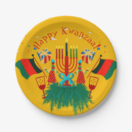 Tekst bewerken die overeenkomt met Kwanzaa Party 7 Papieren Bordje