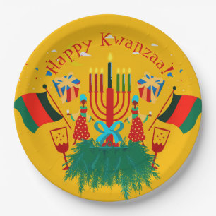 Tekst bewerken die overeenkomt met Kwanzaa Party 9 Papieren Bordje