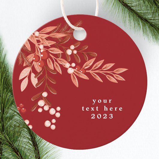 Tekst Blad Bloemen Kerstmis Traditioneel Rood Bedankjes Labels