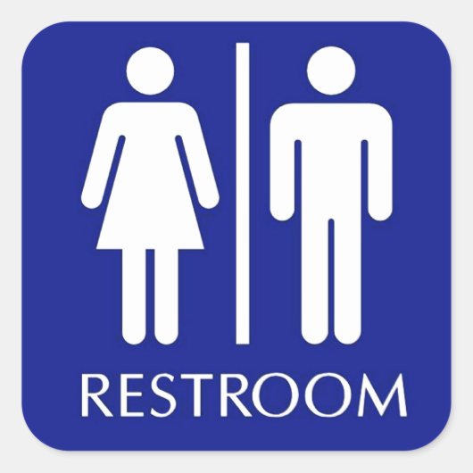 Tekst bord uniseks toilet vierkante sticker (Voorkant)