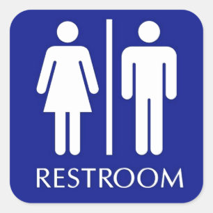 Tekst bord uniseks toilet vierkante sticker