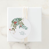 Tekst Botanische Bloemen Kerstmis Traditioneel Wit Bedankjes Labels (In situ)