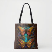 Tekst Bronze Butterflies op Aqua Blue Tote Bag (Voorkant)