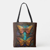 Tekst Bronze Butterflies op Aqua Blue Tote Bag (Achterkant)