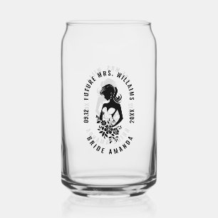 tekst bruid met bloemen silhouet blikvorm glas