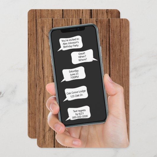 Tekst Bubbels voor Verjaardagsfeest Uitnodigen Kaart (Voorkant / Achterkant)