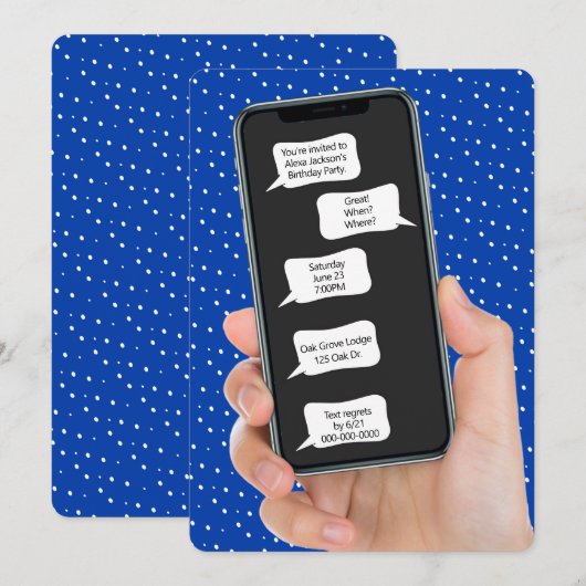 Tekst Bubbels voor Verjaardagsfeest Uitnodigen Kaart (Voorkant / Achterkant)