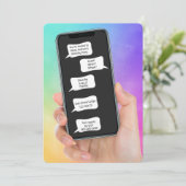 Tekst Bubbels voor Verjaardagsfeest Uitnodigen Kaart (Staand voorkant)