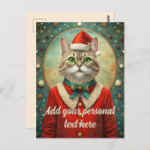 tekst Cat Santa Claus Christmas Briefkaart (Voorkant / Achterkant)
