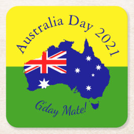 Tekst die overeenkomt met Australië-dag bewerken Kartonnen Onderzetters