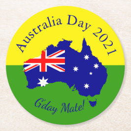 Tekst die overeenkomt met Australië-dag bewerken Ronde Kartonnen Onderzetter