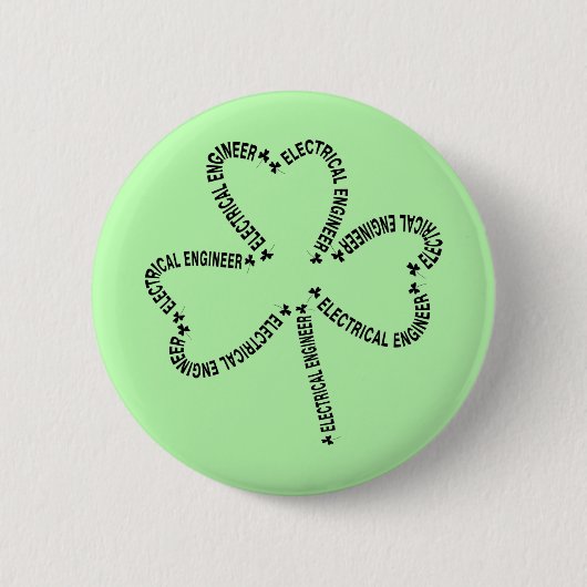 Tekst 'Electrical Engineer' met klavertje Ronde Button 5,7 Cm (Voorkant)