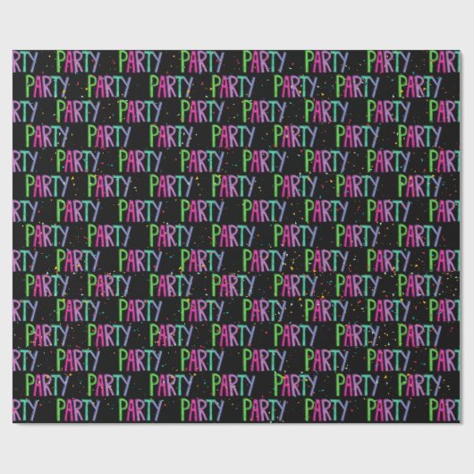 Tekst en Confetti op zwart Cadeaupapier (Vlak)