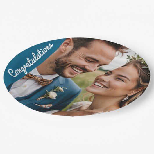 Tekst en foto aangepaste gepersonaliseerde partij papieren bordje (Gekanteld)