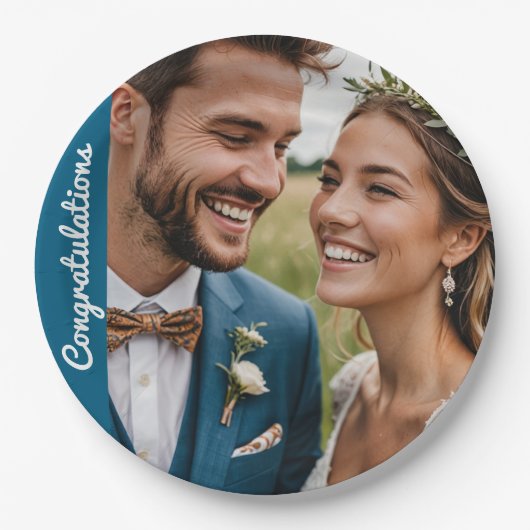 Tekst en foto aangepaste gepersonaliseerde partij papieren bordje (Voorkant)