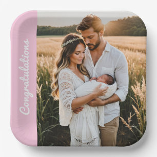 Tekst en foto Aangepaste gepersonaliseerde partij Papieren Bordje