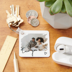 Tekst en foto gepersonaliseerd sleutelhanger