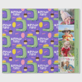 Tekst en foto van Alligator Pattern Birthday Party Cadeaupapier (Vlak)