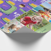 Tekst en foto van Alligator Pattern Birthday Party Cadeaupapier (Hoek)
