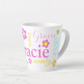 Tekst en grafische bloemen meisjes heten Gracie Latte Mok (Rechterhoek)