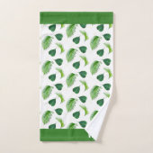 Tekst en groene bladeren op witte badhanddoek bad handdoek (Handdoek)