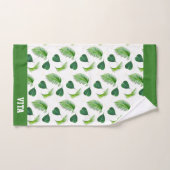 Tekst en groene bladeren op witte badhanddoek bad handdoek (Handdoek)