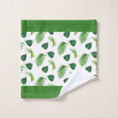 Tekst en groene bladeren op witte badhanddoek Se Bad Handdoek (Wasdoekje)