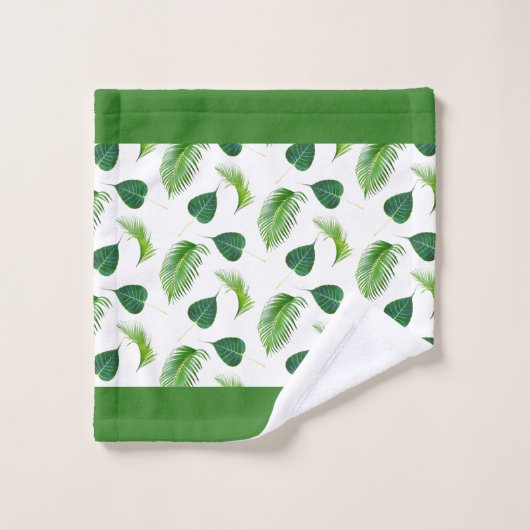 Tekst en groene bladeren op witte badhanddoek Se Bad Handdoek (Wasdoekje)
