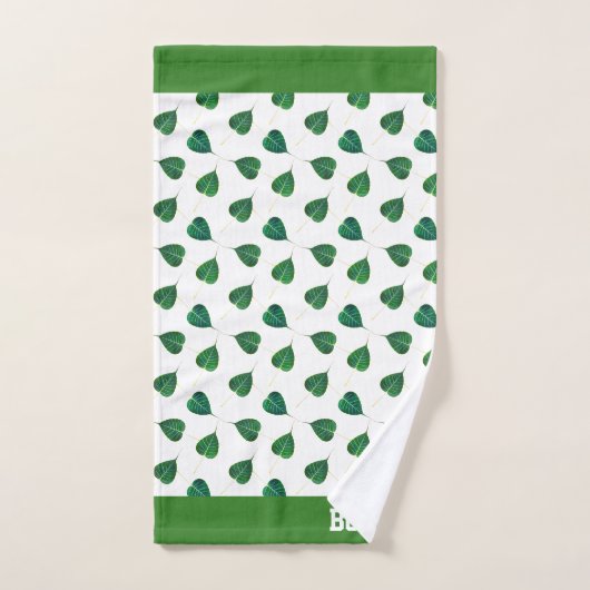 Tekst en Groene Bodhi Bladeren op Wit Bad Handdoek (Handdoek)