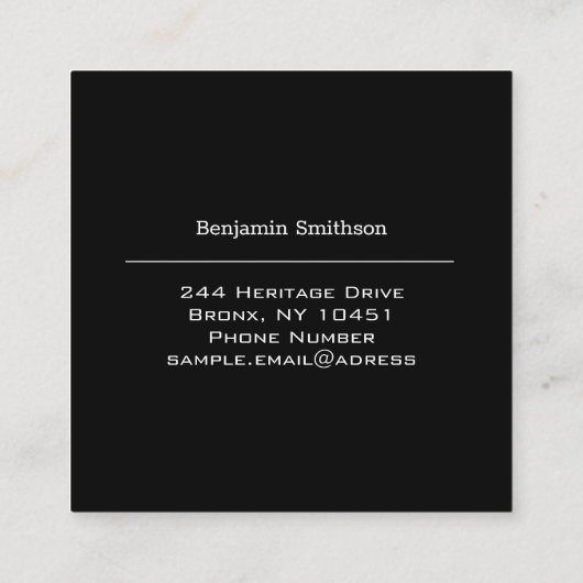 tekst en kleuren - Basis zwart-wit Vierkante Visitekaartje (Achterkant)