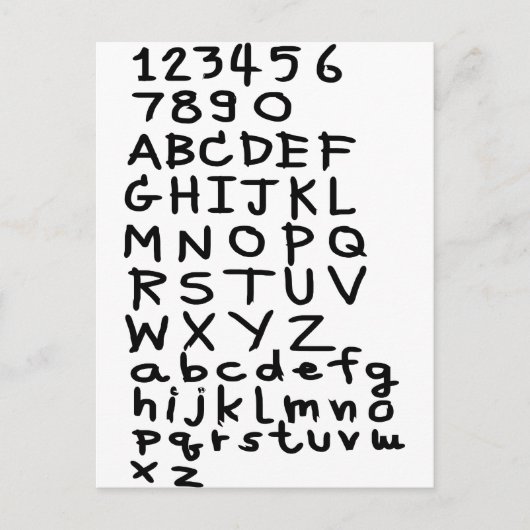 Tekst en nummer ABC Briefkaart (Voorkant)