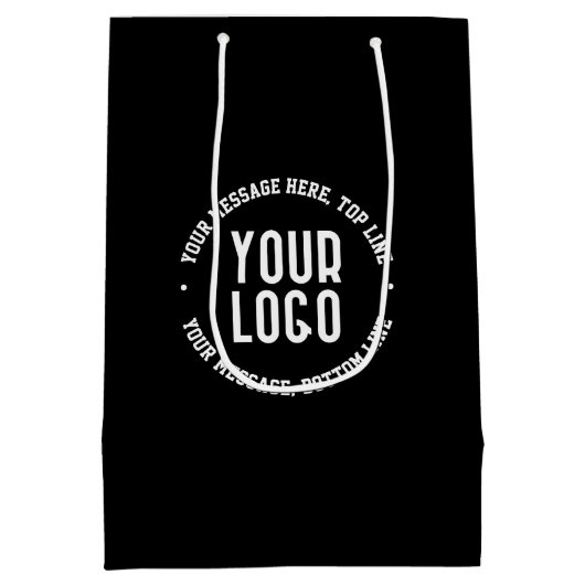  tekst en uw geüploade Logo of Afbeelding Medium Cadeauzakje (Achterkant)