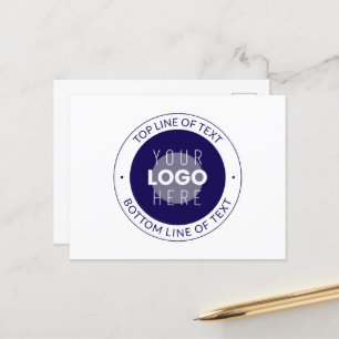  tekst en uw Logo   Donkerblauw Paarse Briefkaart