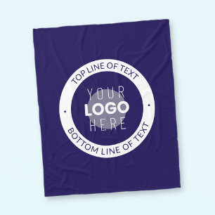  tekst en uw Logo   Donkerblauw Paarse Fleece Deken
