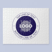 tekst en uw Logo | Donkerblauw Paarse Legpuzzel