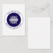  tekst en uw Logo | Donkerblauw Paarse Notitiekaartje (Voorkant / Achterkant)