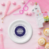  tekst en uw Logo | Donkerblauw Paarse Papieren Bordje (Feest)