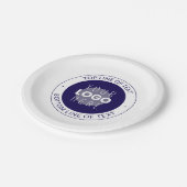  tekst en uw Logo | Donkerblauw Paarse Papieren Bordje (Gekanteld)