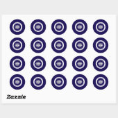  tekst en uw Logo | Donkerblauw Paarse Ronde Sticker (Vel)