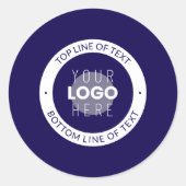  tekst en uw Logo | Donkerblauw Paarse Ronde Sticker (Voorkant)