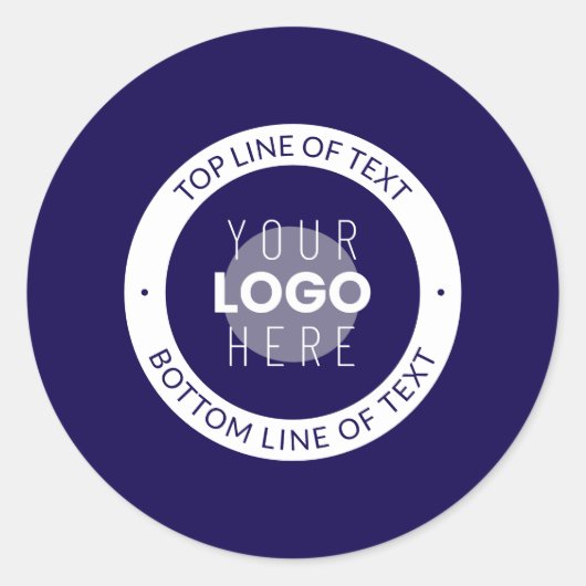  tekst en uw Logo | Donkerblauw Paarse Ronde Sticker (Voorkant)