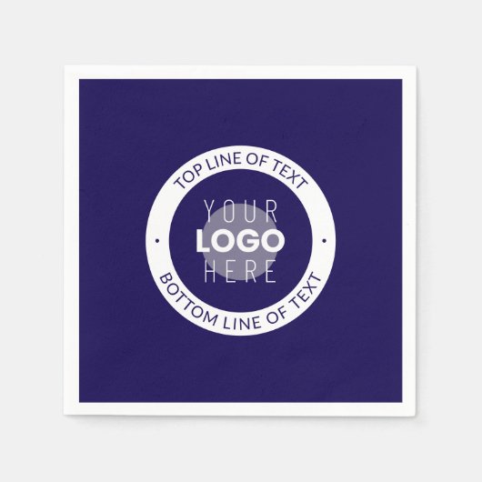  tekst en uw Logo | Donkerblauw Paarse Servet (Voorkant)