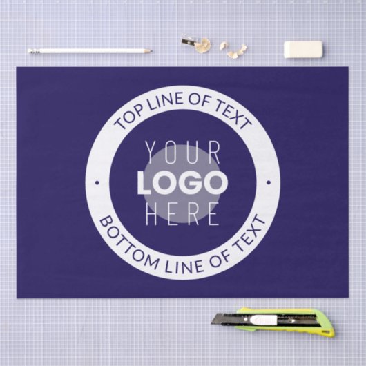  tekst en uw Logo | Donkerblauw Paarse Tissuepapier (Craft)