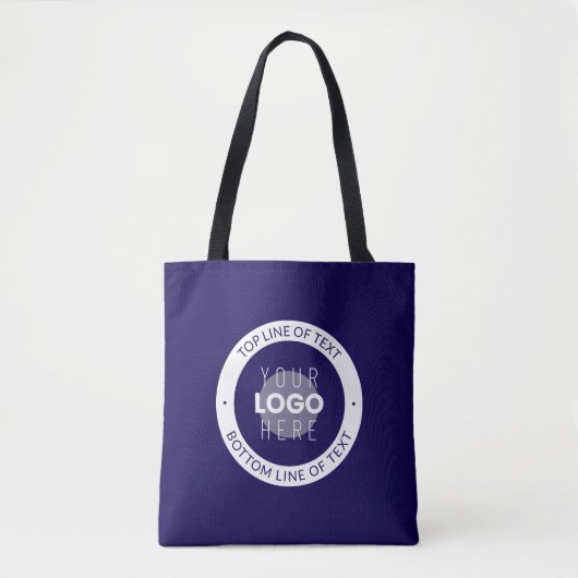  tekst en uw Logo | Donkerblauw Paarse Tote Bag (Voorkant)