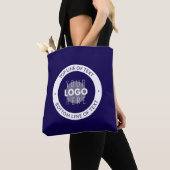  tekst en uw Logo | Donkerblauw Paarse Tote Bag (Dichtbij)